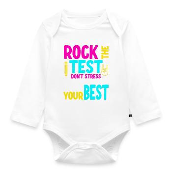 Rock the test - Organic Longsleeve Baby Bodysuit - white - Front