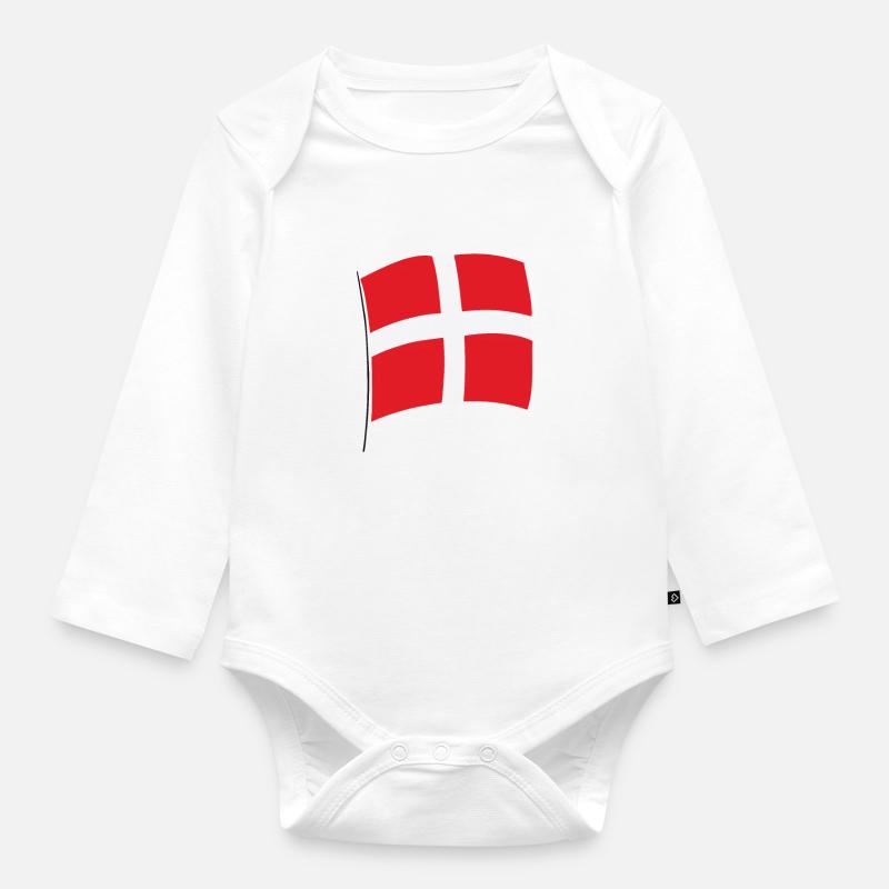 Danemark Drapeau Danois Drapeau Danmark Danemark - Body Bébé bio manches longues - blanc