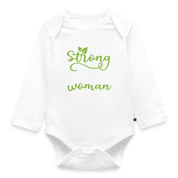 Strong Vegan Woman Veganism Animal Lover - Baby Bio-Langarm-Body - Weiß - Vorne