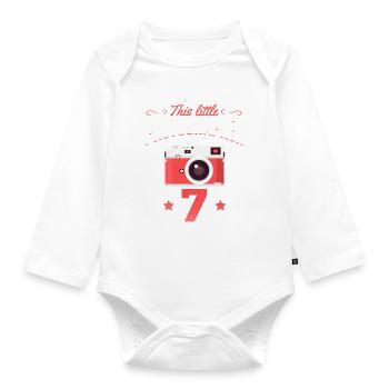 Fotografie zum 7. Geburtstag Dieser kleine - Baby Bio-Langarm-Body - Weiß - Vorne