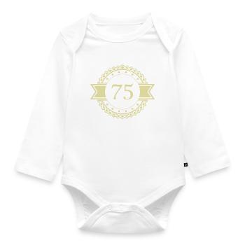 75 number emblem - Organic Longsleeve Baby Bodysuit - white - Front