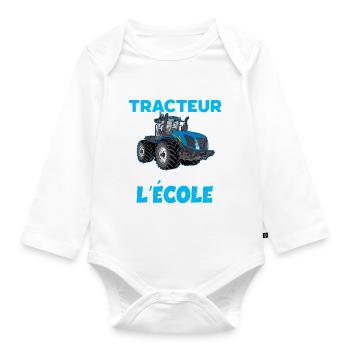 Né Pour Conduire un Tracteur - Body Bébé bio manches longues - blanc - Devant