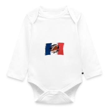 rugby france drapeau rugbyman cadeau personnalisé - Body Bébé bio manches longues - blanc - Devant