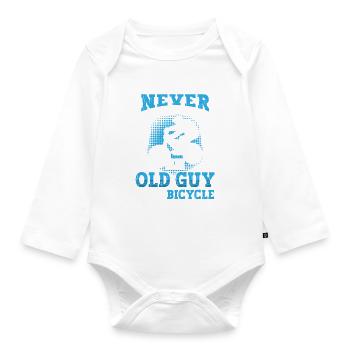 Never Underestimate An Old Man On A Bicycle - Baby Bio-Langarm-Body - Weiß - Vorne