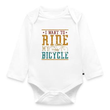 I Like Riding My Bicycle - Baby Bio-Langarm-Body - Weiß - Vorne