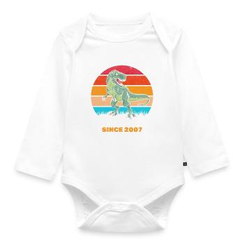 Fantastisch seit 2007 Dinosaurier-Liebhaber Dino - Baby Bio-Langarm-Body - Weiß - Vorne