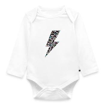 Leopard Lightning bolt, Leopard Print, Leopard Lov - Organic Longsleeve Baby Bodysuit - white - Front