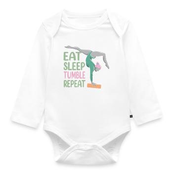 Eat Sleep Tumble Repeat Funny Gymnastics Gymnast - Baby Bio-Langarm-Body - Weiß - Vorne