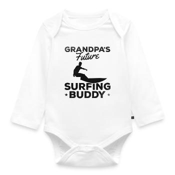 Surfer Baby Neugeborener Surfer Opas Zukunft - Baby Bio-Langarm-Body - Weiß - Vorne