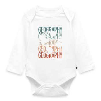 Vintage Retro World Geography - Baby Bio-Langarm-Body - Weiß - Vorne