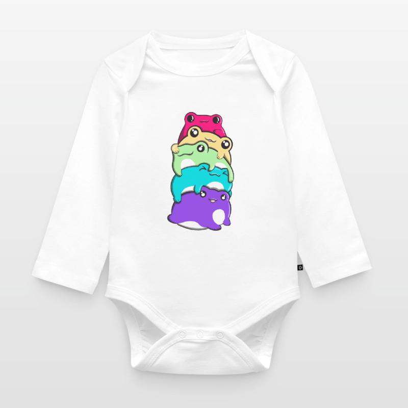 Non-Binary Pride Kawaii Frog Bunch Nonbinary Body Bébé bio manches longues
