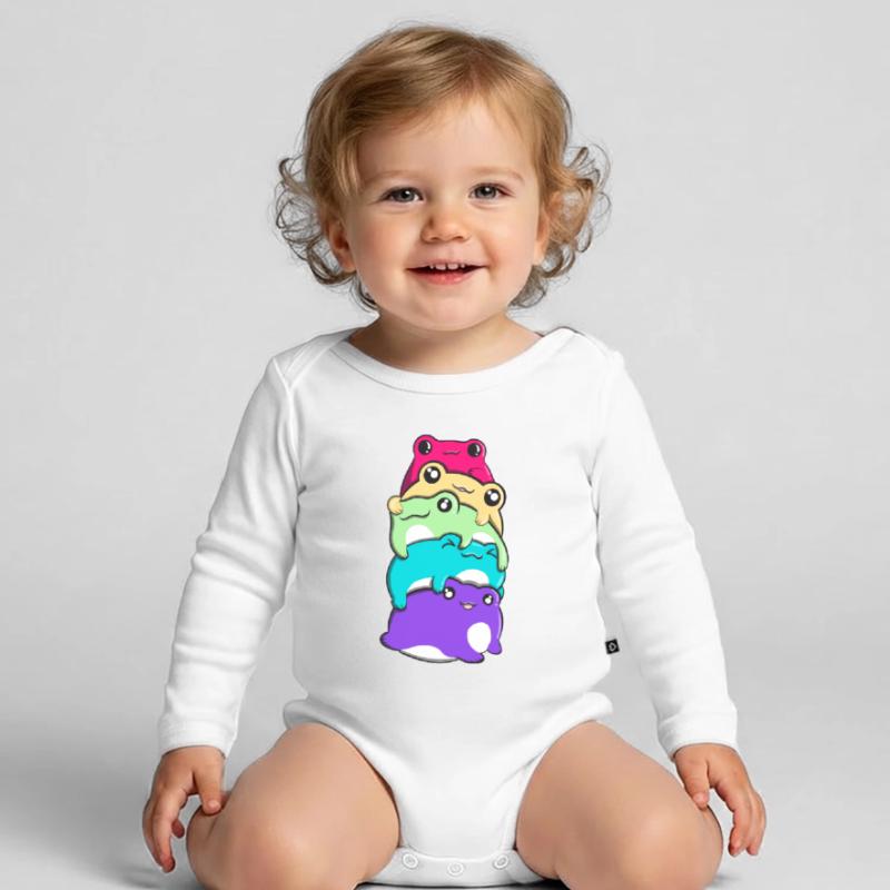 Non-Binary Pride Kawaii Frog Bunch Nonbinary Body Bébé bio manches longues