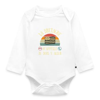bretagne m'appelle vintage humour breton bretonne - Body Bébé bio manches longues - blanc - Devant