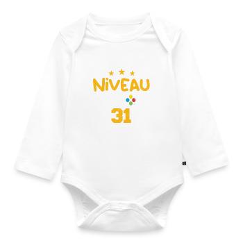 Niveau 31 Débloqué, cadeau de joueur - Body Bébé bio manches longues - blanc - Devant
