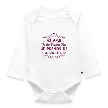 42 ans Je Ne Vieillis Pas Je Prends De La Valeur - Body Bébé bio manches longues - blanc - Devant
