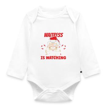 Waitress Santa Is Watching - Baby Bio-Langarm-Body - Weiß - Vorne