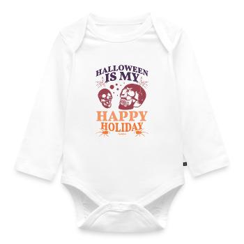 Halloween Is My Happy Holiday - Organic Longsleeve Baby Bodysuit - white - Front