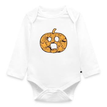 Halloween Pumpkin Ghost I Halloween Ghost - Organic Longsleeve Baby Bodysuit - white - Front