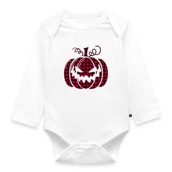 Halloween Pumpkin Red Pattern Pumpkin Spooky Pumpk - Organic Longsleeve Baby Bodysuit - white - Front