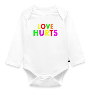 Love hurts - Organic Longsleeve Baby Bodysuit - white - Front