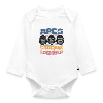 Apes Strong Together - Organic Longsleeve Baby Bodysuit - white - Front