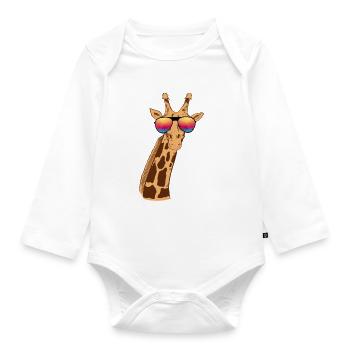 Giraffe Was Geht Ab Ihr Erdlinge? Lustige Giraffe - Baby Bio-Langarm-Body - Weiß - Vorne