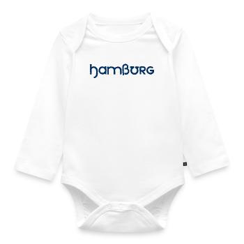Hamburg Slogan - Hansestadt - Hamburger Hafen - Baby Bio-Langarm-Body - Weiß - Vorne