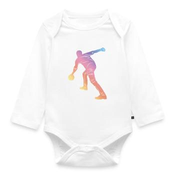 Bowling Silhouette - Baby Bio-Langarm-Body - Weiß - Vorne