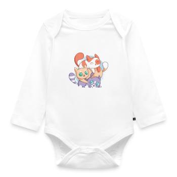 Cat Siblings Brother Sister Baby - Organic Longsleeve Baby Bodysuit - white - Front