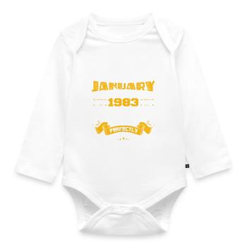 Legends were born in January 1983 - Organic Longsleeve Baby Bodysuit - white - Front