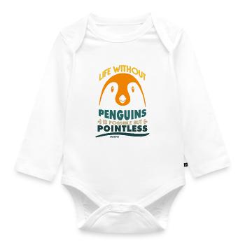Life Without Penguins Is Possible But Pointless - Organic Longsleeve Baby Bodysuit - white - Front