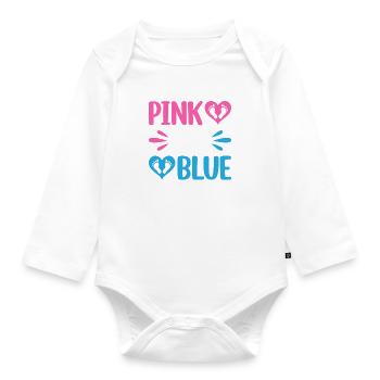 Pink Or Blue Mommy Loves You - Gender Reveal - Baby Bio-Langarm-Body - Weiß - Vorne