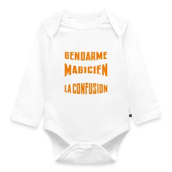 Je Suis Gendarme Pas Magicien - Body Bébé bio manches longues - blanc - Devant