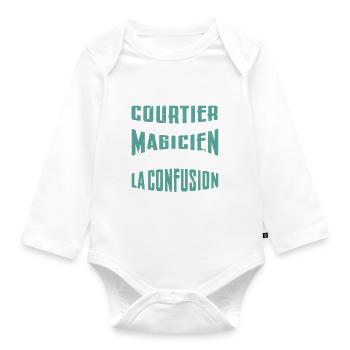 Je Suis Courtier Pas Magicien - Body Bébé bio manches longues - blanc - Devant