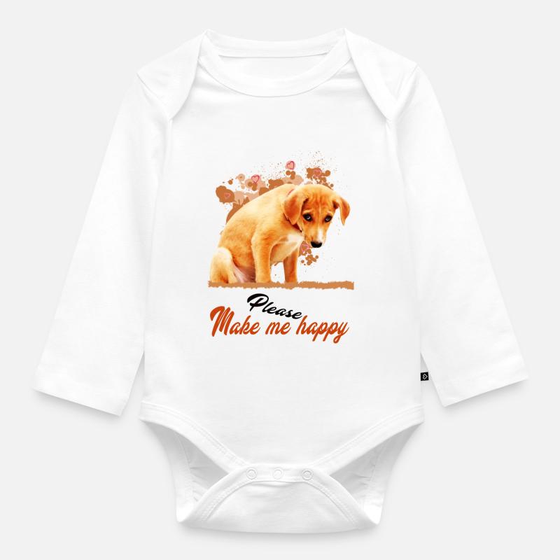 Bitte mach mich glücklich - Baby Bio-Langarm-Body - Weiß