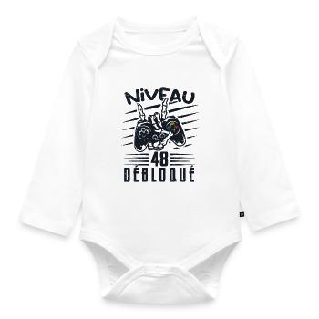 Niveau 48 Débloqué | cadeau de joueur - Body Bébé bio manches longues - blanc - Devant