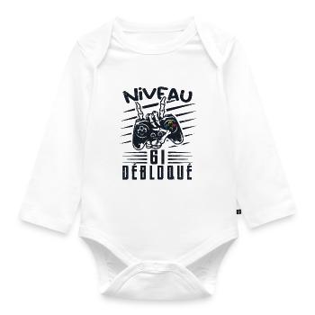 Niveau 61 Débloqué | cadeau de joueur - Body Bébé bio manches longues - blanc - Devant