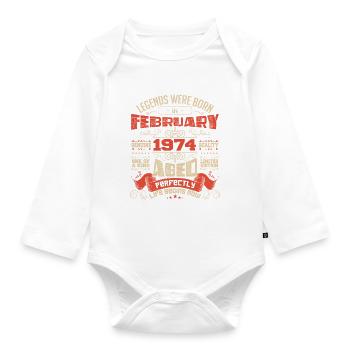 Legends wurden im Februar 1974 geboren | Geschenk - Baby Bio-Langarm-Body - Weiß - Vorne
