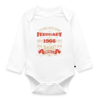 Legends were born in February 1966 | gift - Organic Longsleeve Baby Bodysuit - white - Front