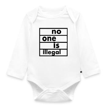 No one is illegal - Organic Longsleeve Baby Bodysuit - white - Front