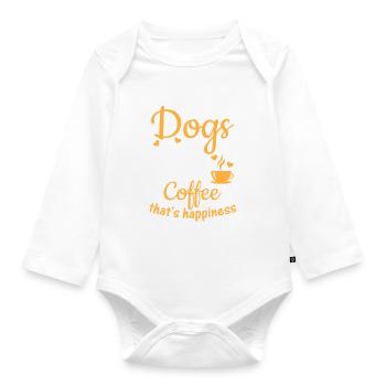 Les chiens et une tasse de café qui est le bonheur - Cute D - Body Bébé bio manches longues - blanc - Devant