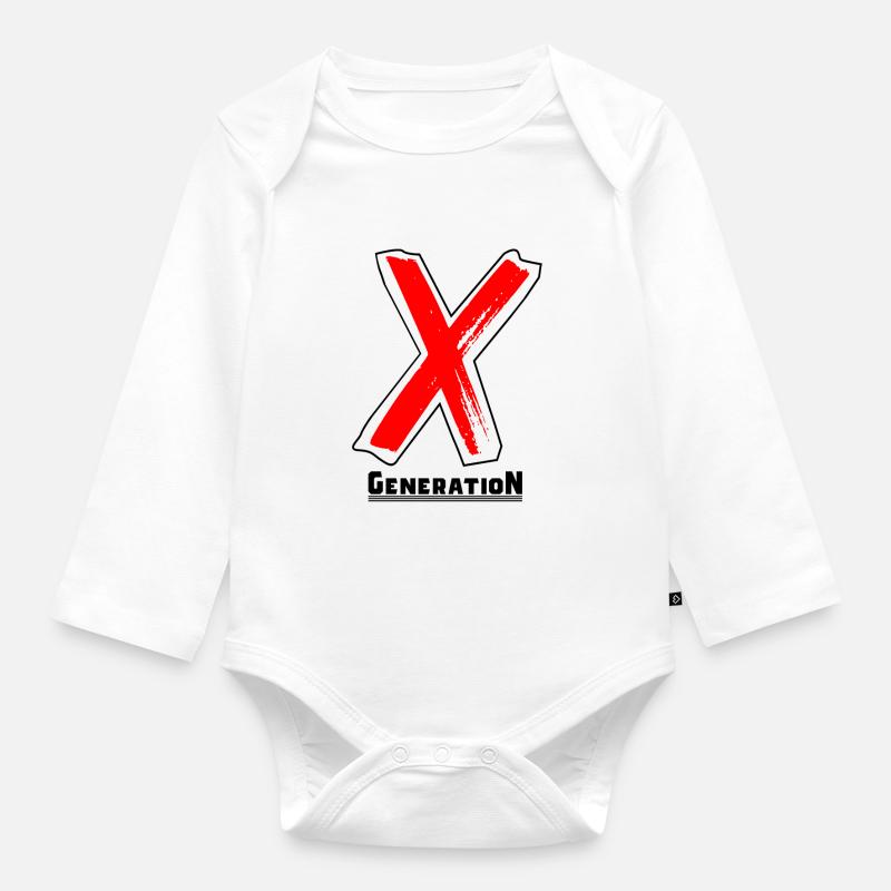 Generation X Buchstaben / X-Symbol Text Geschenk - Baby Bio-Langarm-Body - Weiß