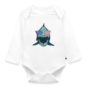 Sharkfish Funny Shark Lover - Great White Shark Fi - Baby Bio-Langarm-Body - Weiß - Vorne