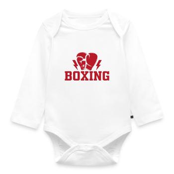 Boxing Grandpa Is My Name Boxing Is My Game - Boxi - Baby Bio-Langarm-Body - Weiß - Vorne