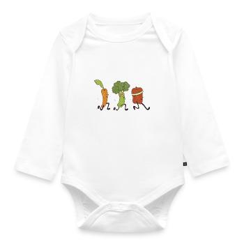 Carrot Paprika Broccoli Mama vegan - Organic Longsleeve Baby Bodysuit - white - Front