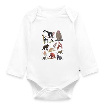 Chimpanzee Orangutan Monkey Lover - All My Monkeys - Organic Longsleeve Baby Bodysuit - white - Front