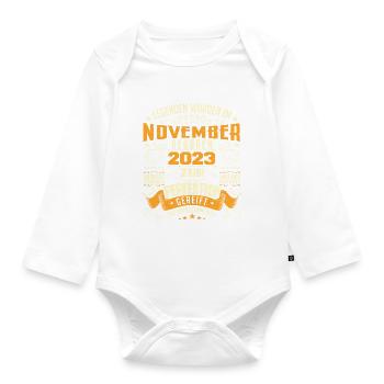 Im November 2023 geboren - Body Bébé bio manches longues - blanc - Devant