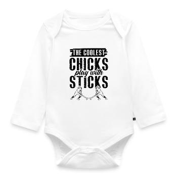 Feldhockey chicks - Baby Bio-Langarm-Body - Weiß - Vorne