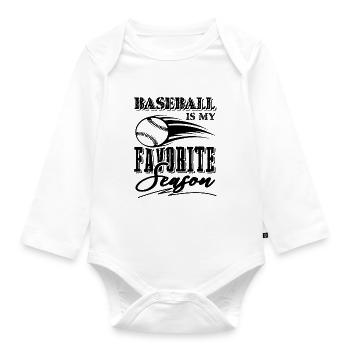 Baseball Season - Organic Longsleeve Baby Bodysuit - white - Front