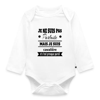 Cadeau pas parfaite mais cavalière cheval - Body Bébé bio manches longues - blanc - Devant